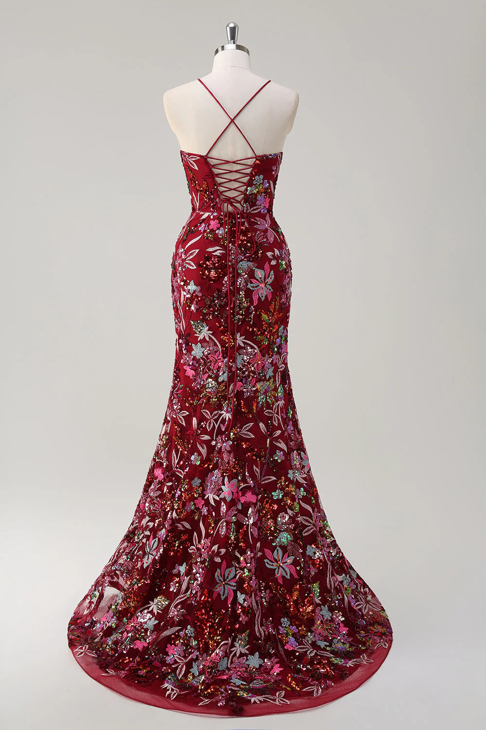 Sparkling mermaid sequin embroidered dress with slit