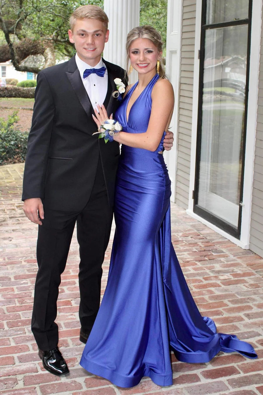 Strap up mermaid long ball dress with backless straps