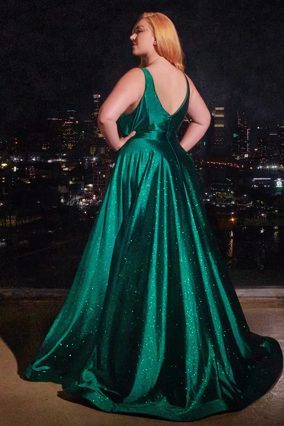 Stunning A-line V-neck dress with side slit