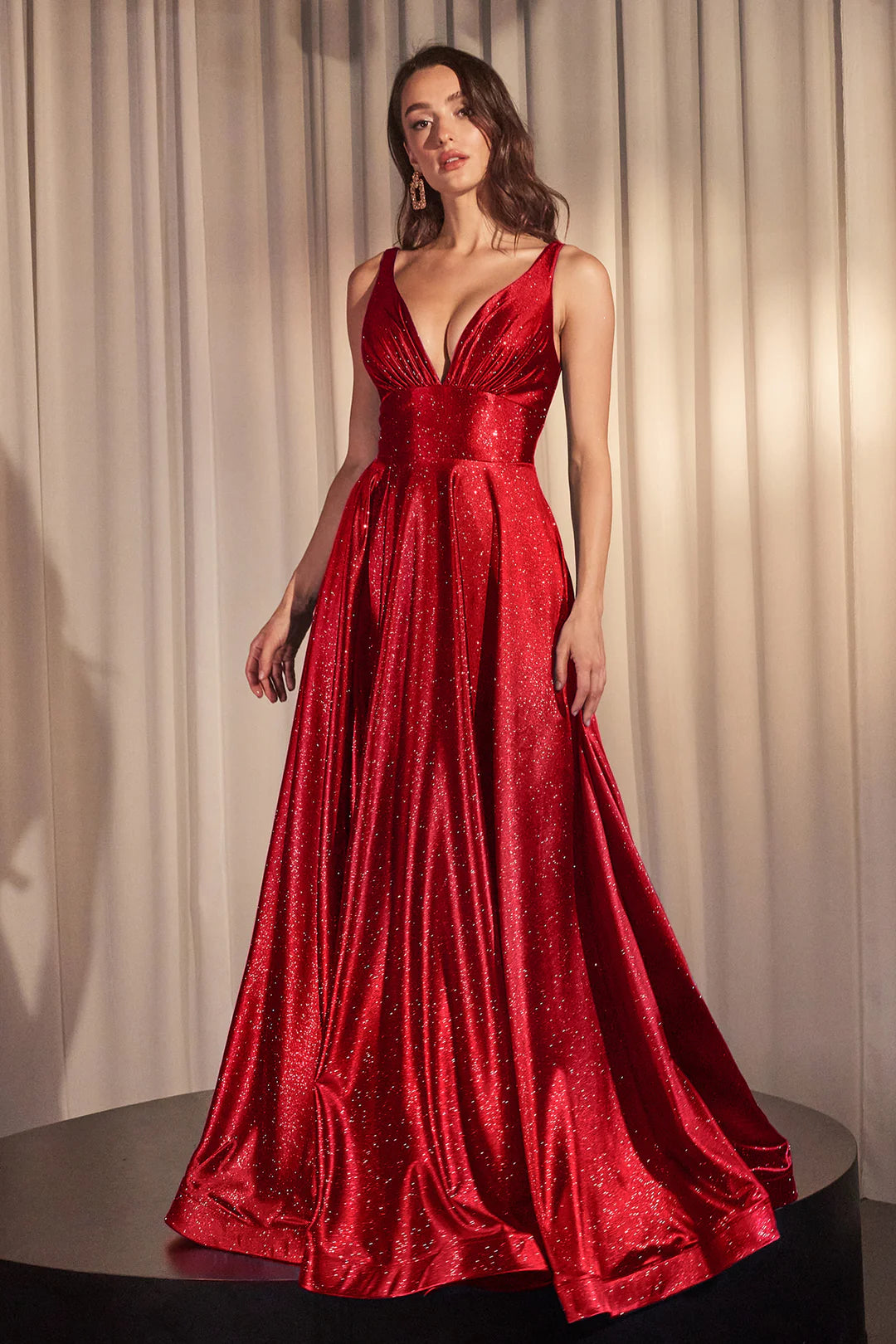 Stunning A-line V-neck dress with side slit