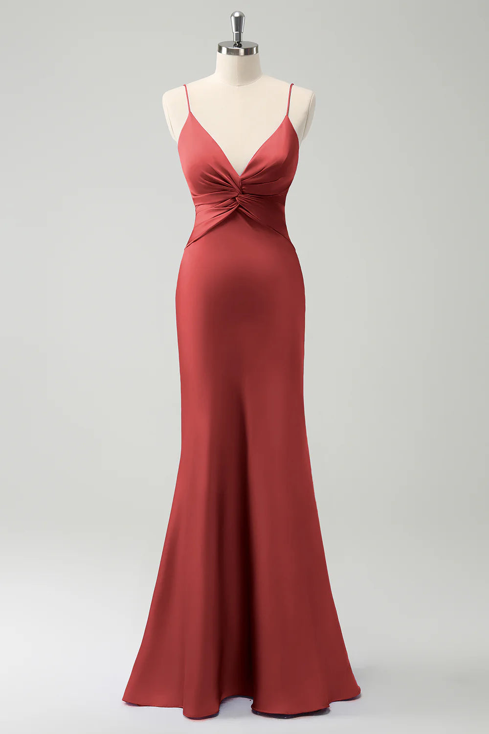 Mermaid front cross pleated long bridesmaid dress