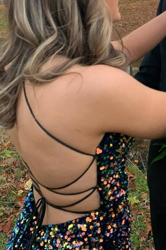 Tight Black Sequins Short Homecoming Dress