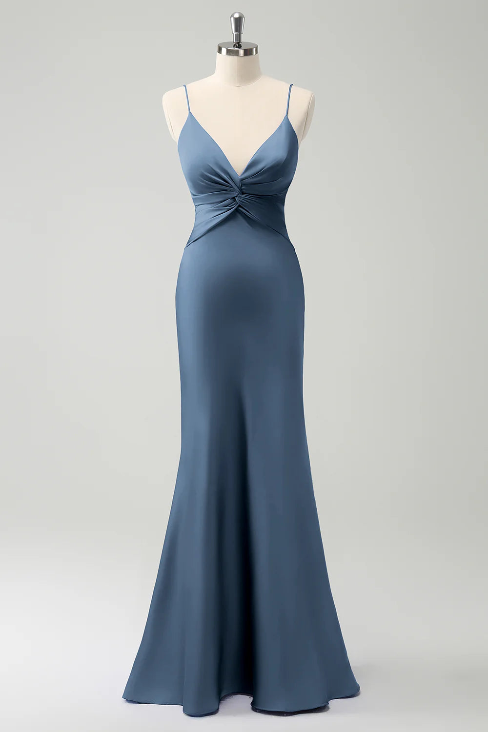 Mermaid front cross pleated long bridesmaid dress