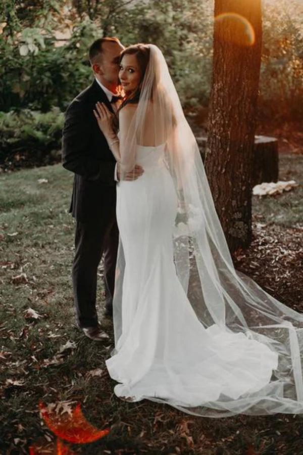 Unique mermaid sweetheart floor mopping wedding dress, long bridal gown