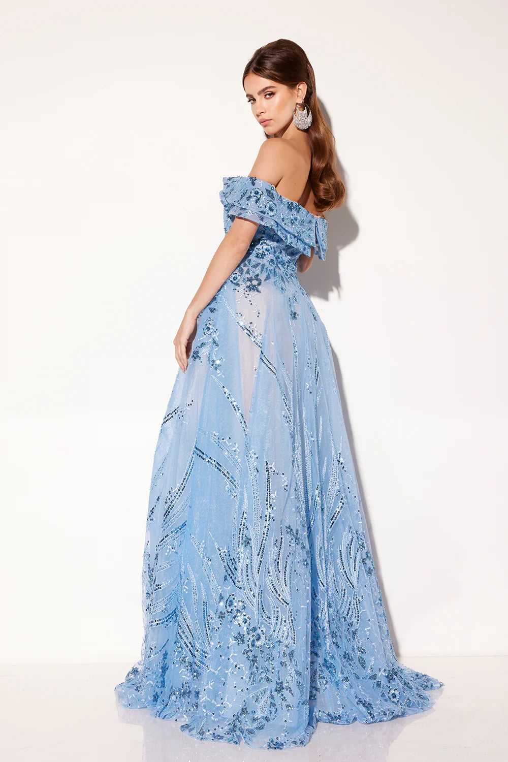 V-neck one shoulder A-line dress with sequins