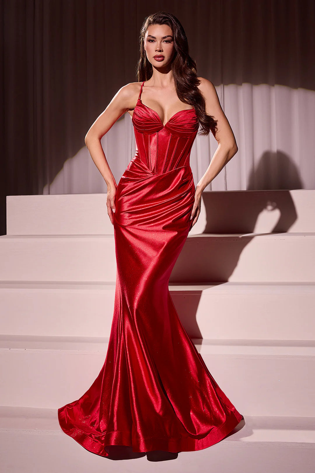 V-neck slim suspender backless mermaid dress