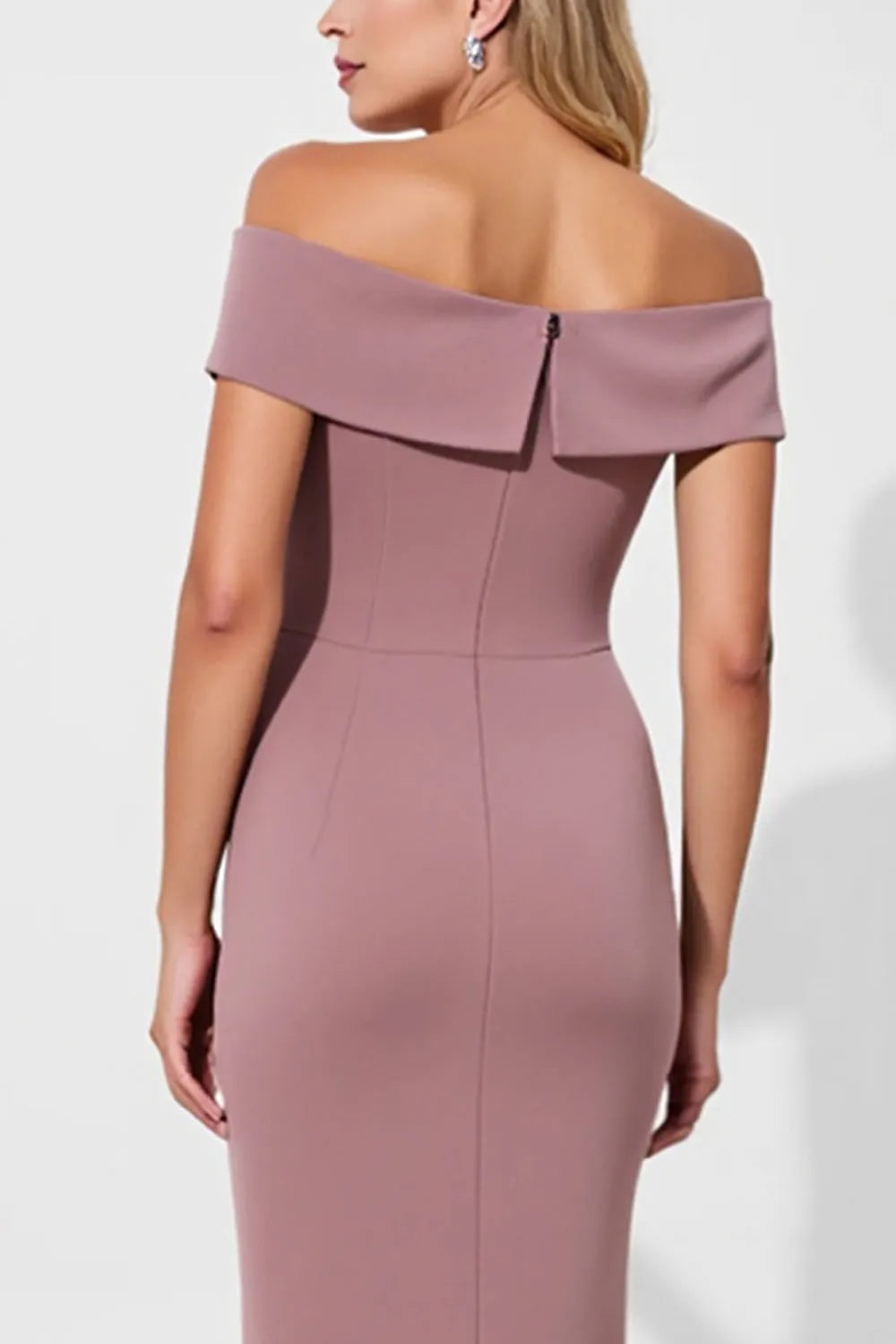 Vintage Mermaid Off-Shoulder Short Sleeve Back Zip Floor-Length Mother of the Bride Dress with Ruffles