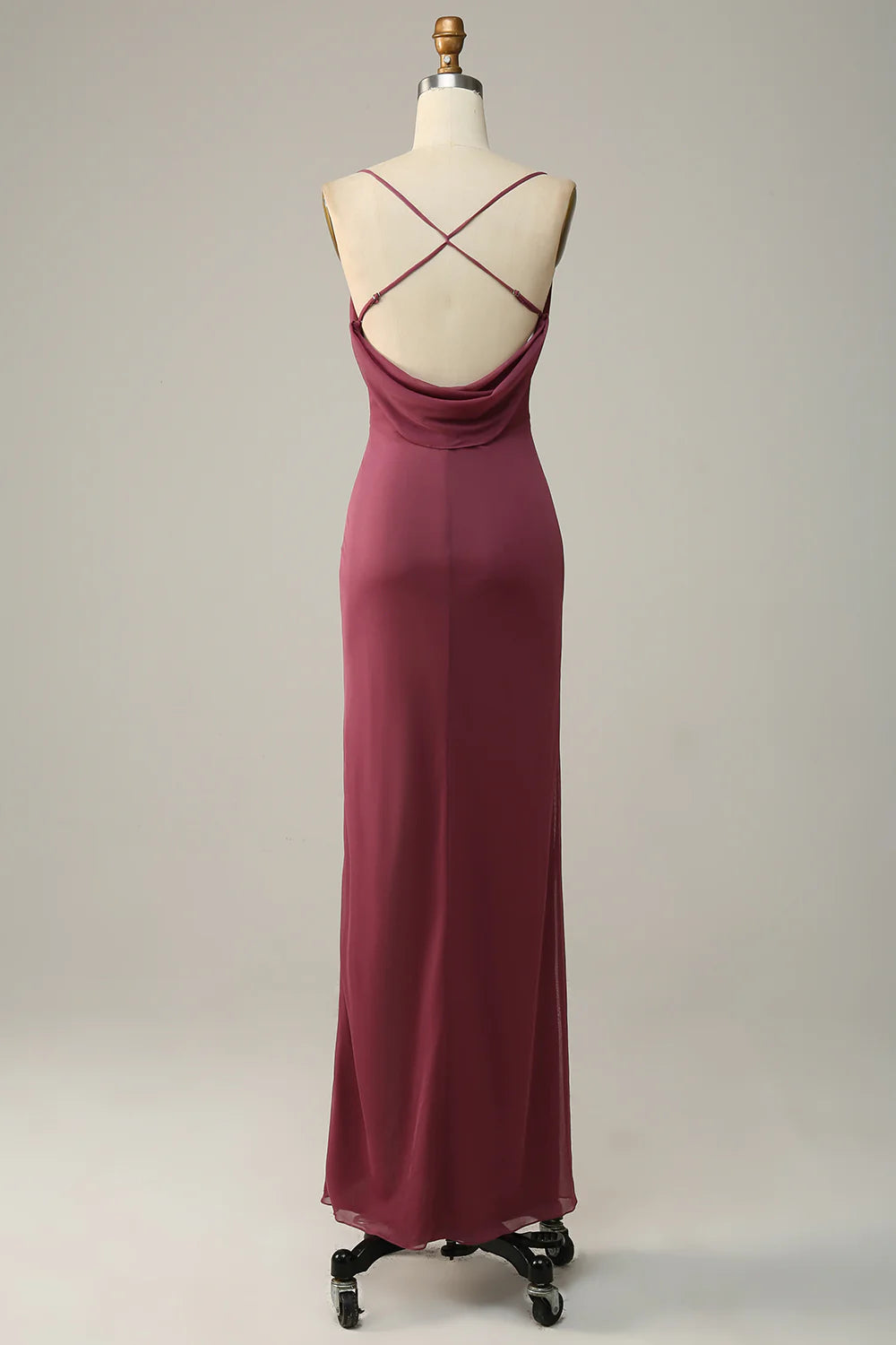 Thin camisole collar pleated chiffon bridesmaid dress