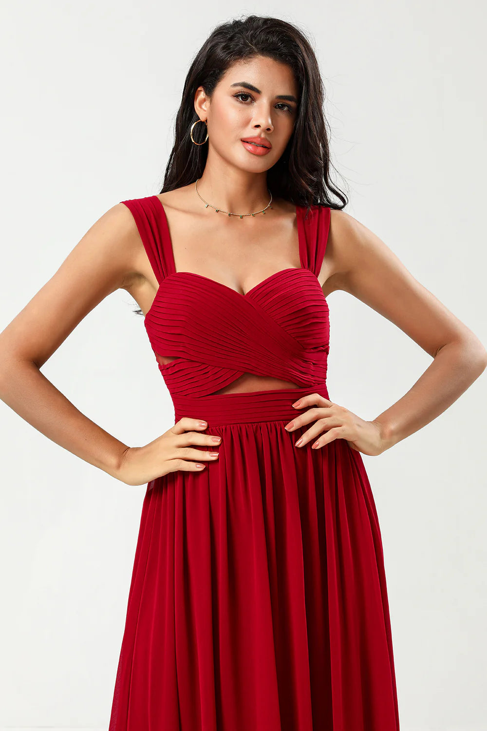 A Line Sweetheart Ruched Floor-Length Chiffon Bridesmaid Dress