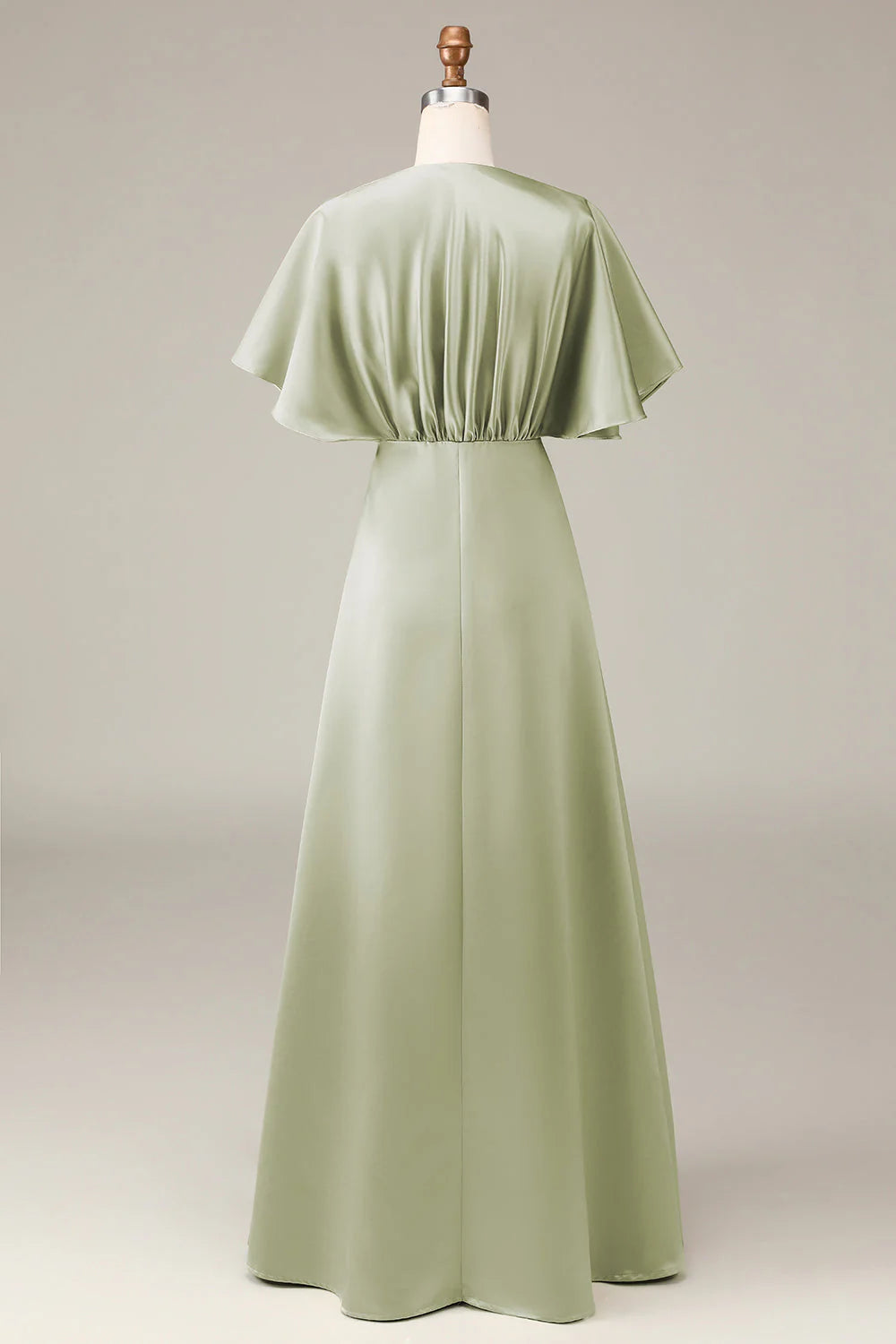 A-line V-neck satin bridesmaid skirt