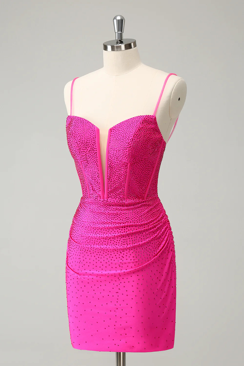 Tight spaghetti strap tight corset short with beads back to school dress