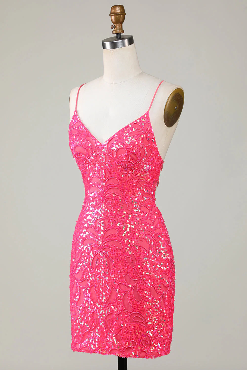 Thin shoulder strap backless strap beaded tight fitting short back dress for back to school