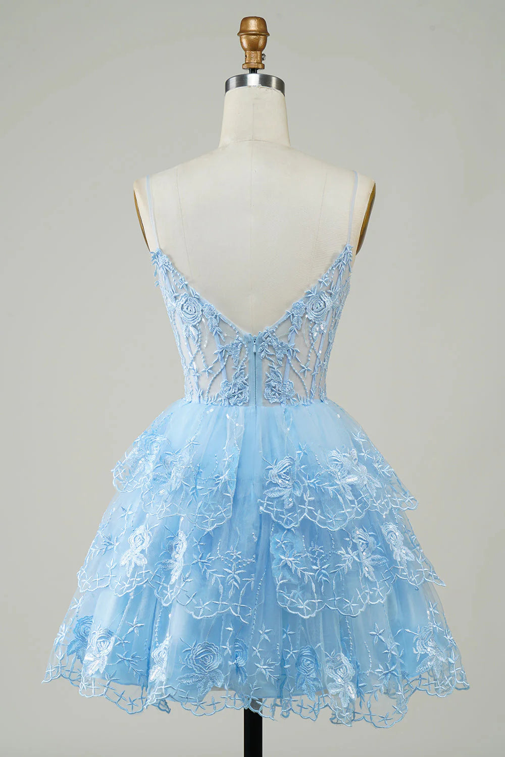 Thin suspender A-line sequined layered tight corset short skirt