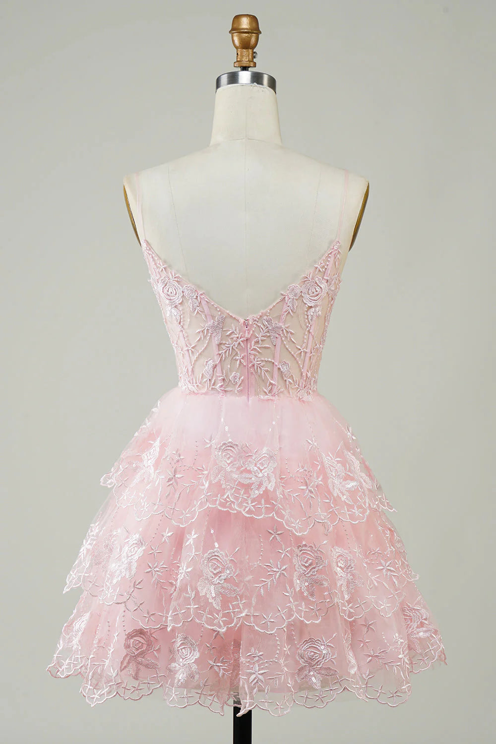 Thin suspender A-line sequined layered tight corset short skirt