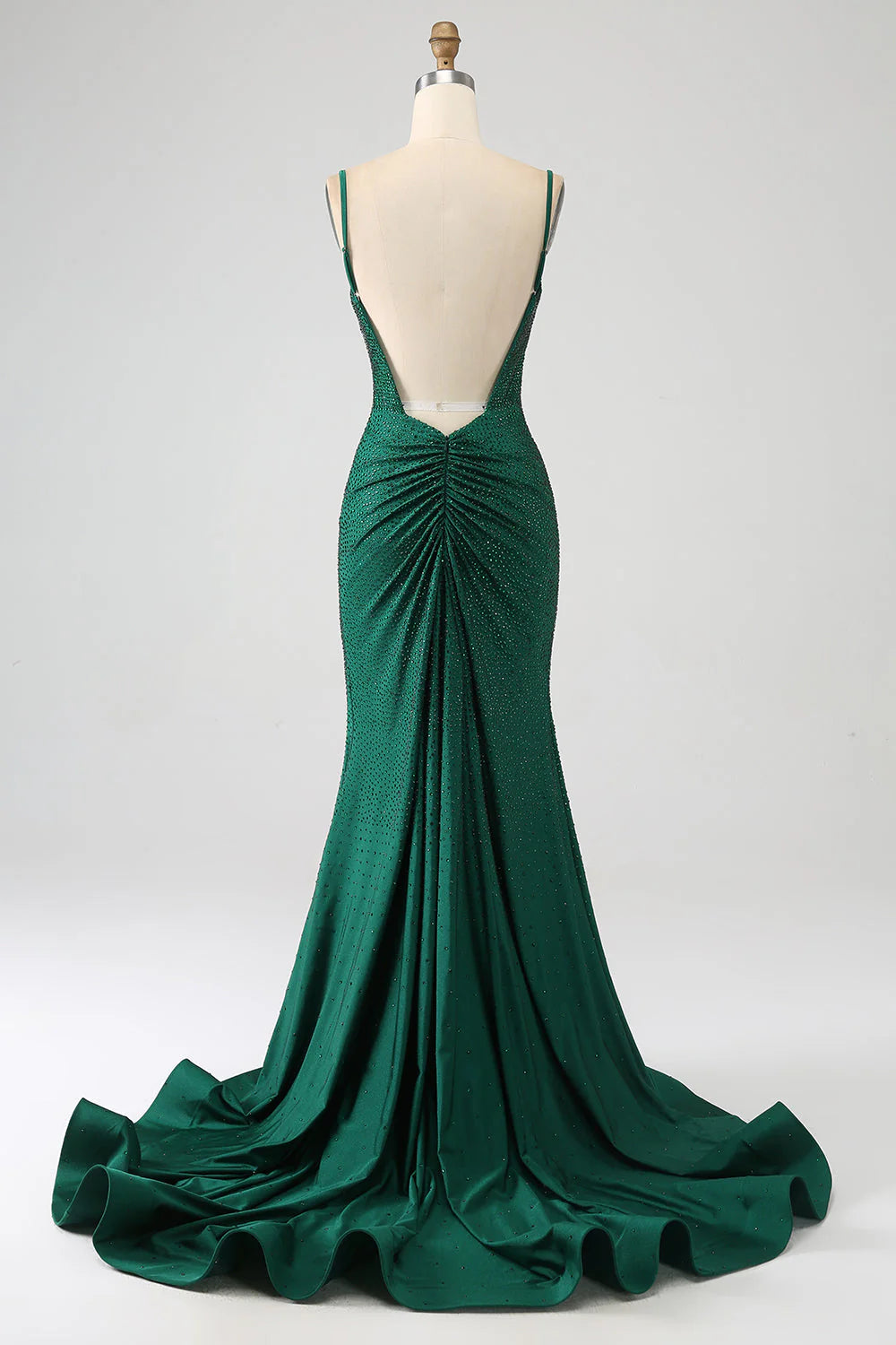 Sparkling mermaid spaghetti strap beaded long dress with slit for dance