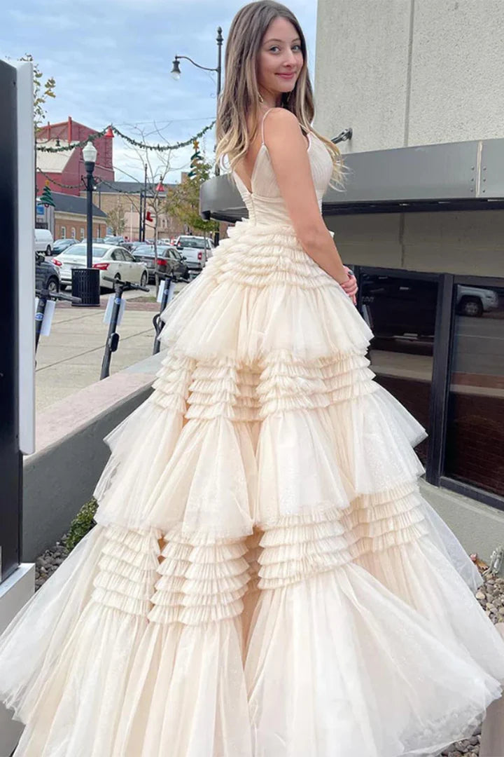Deep V-slim camisole waist cinching cake skirt long skirt with side slit