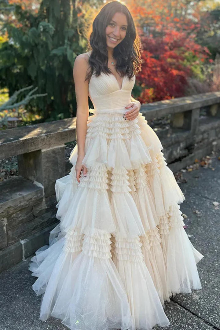 Deep V-slim camisole waist cinching cake skirt long skirt with side slit