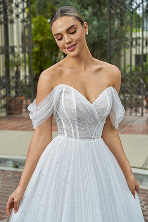 Strapless tight corset and floor length skirt