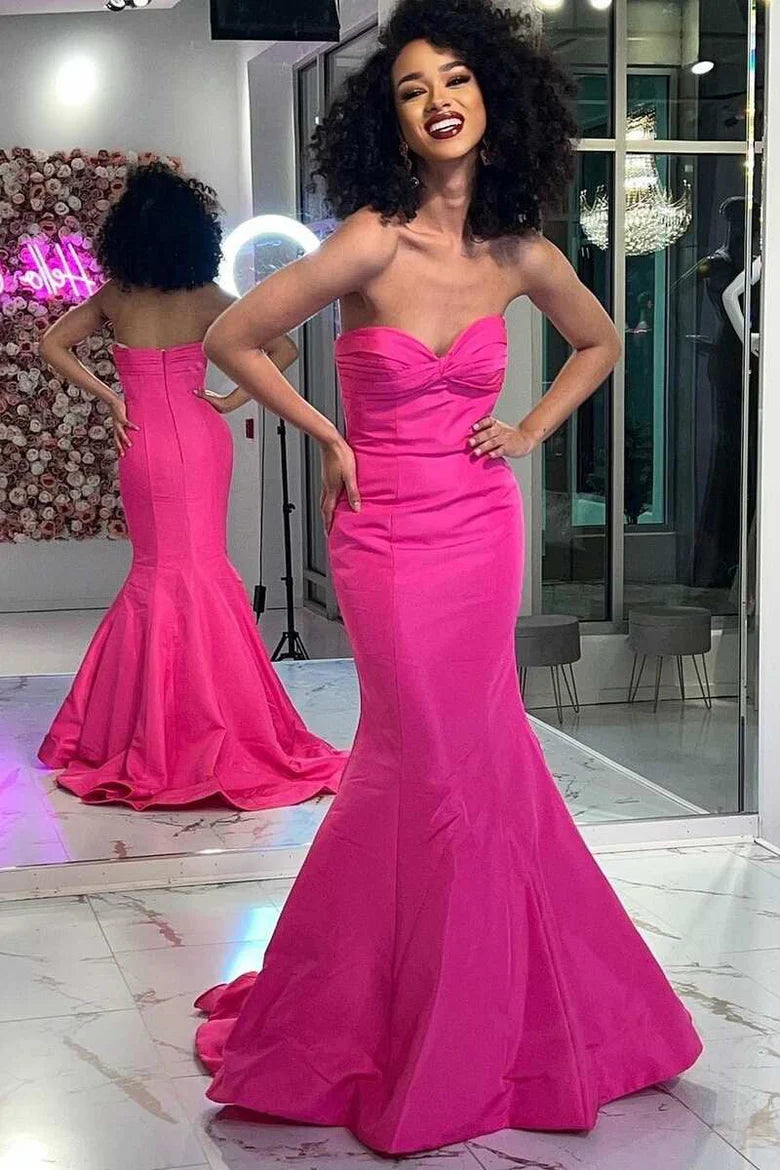 Mermaid sleeveless strapless long ball dress