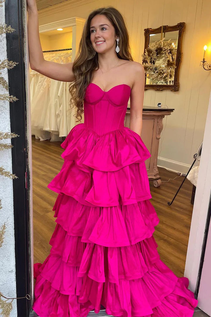 Sweetheart Pink strapless strapless strapless corset, cake skirt, ball dress