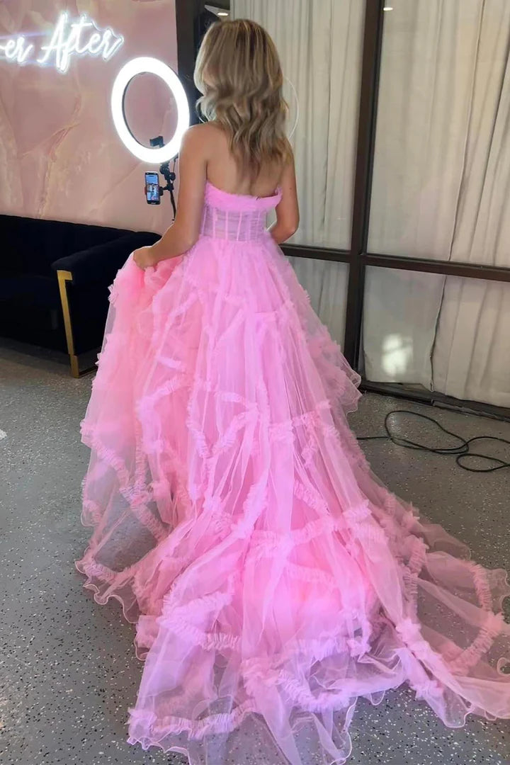Strapless strapless strapless transparent corset cake skirt ball dress