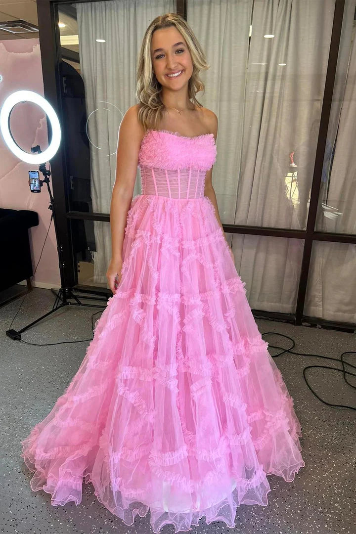 Strapless strapless strapless transparent corset cake skirt ball dress