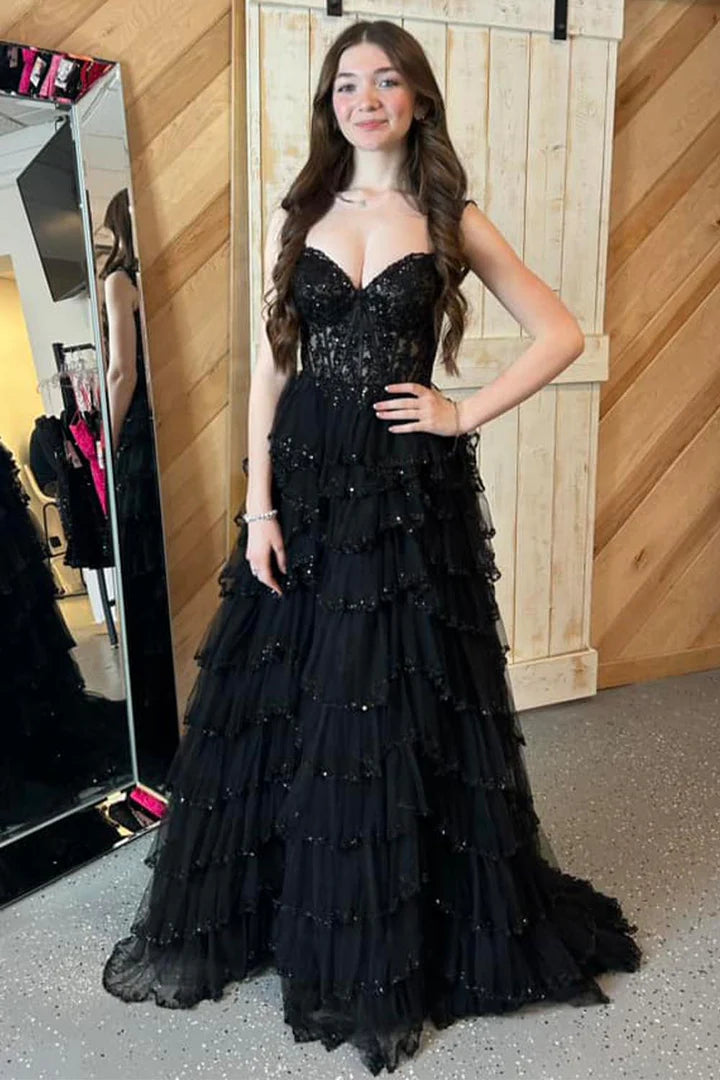 V-neck fishbone waist cinching cake skirt floor length