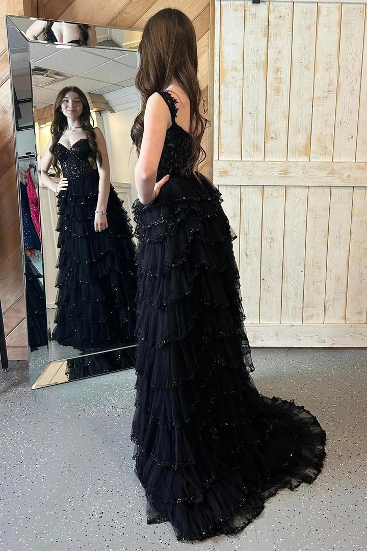 V-neck fishbone waist cinching cake skirt floor length