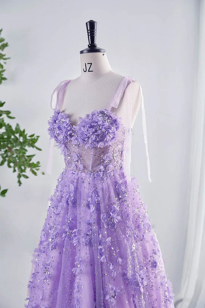 Shining Lilac Ball Dress with Deep V Stickers