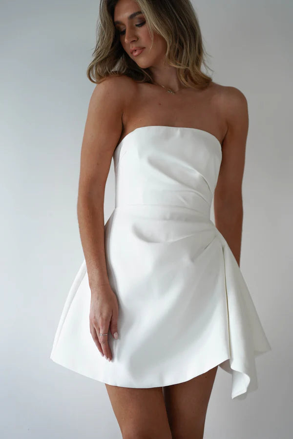 Strapless and Sleeveless Short Skirt Asymmetric Dress