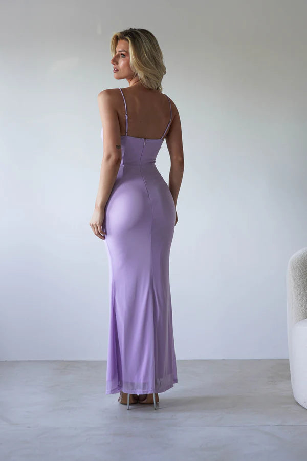 Light purple slim suspender tight fitting dress