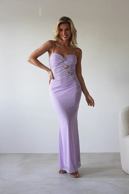 Light purple slim suspender tight fitting dress