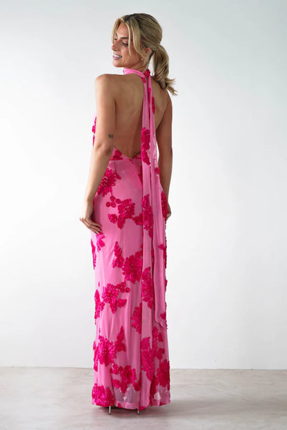 Deep V neck hanging backless tight fitting dress
