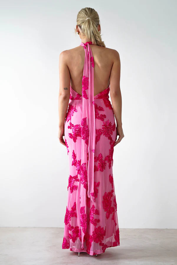 Deep V neck hanging backless tight fitting dress