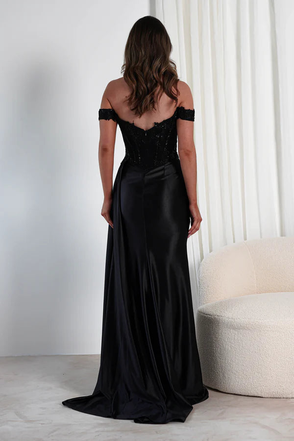 One shoulder strapless tight fishbone corset dress with side slit