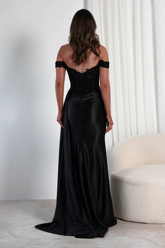 One shoulder strapless tight fishbone corset dress with side slit