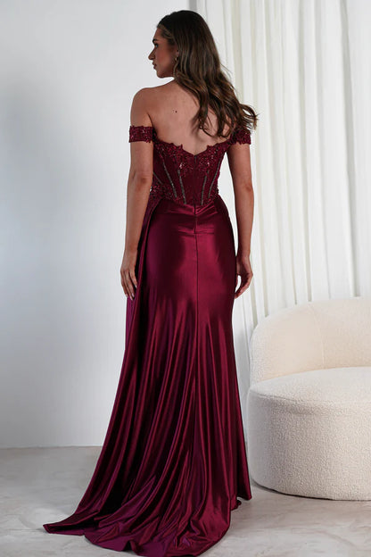One shoulder strapless tight fishbone corset dress with side slit