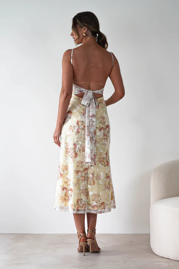 Thin camisole backless floral dress
