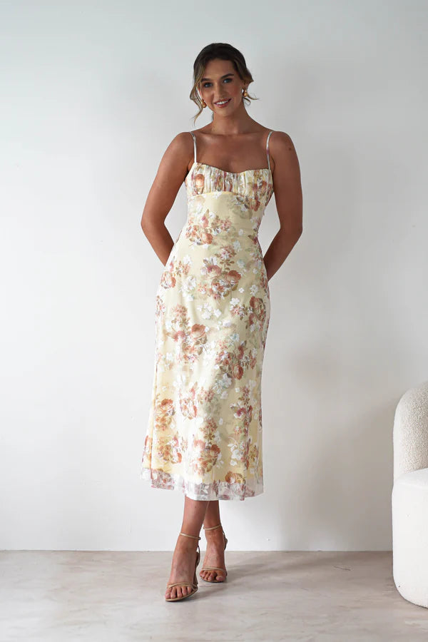 Thin camisole backless floral dress