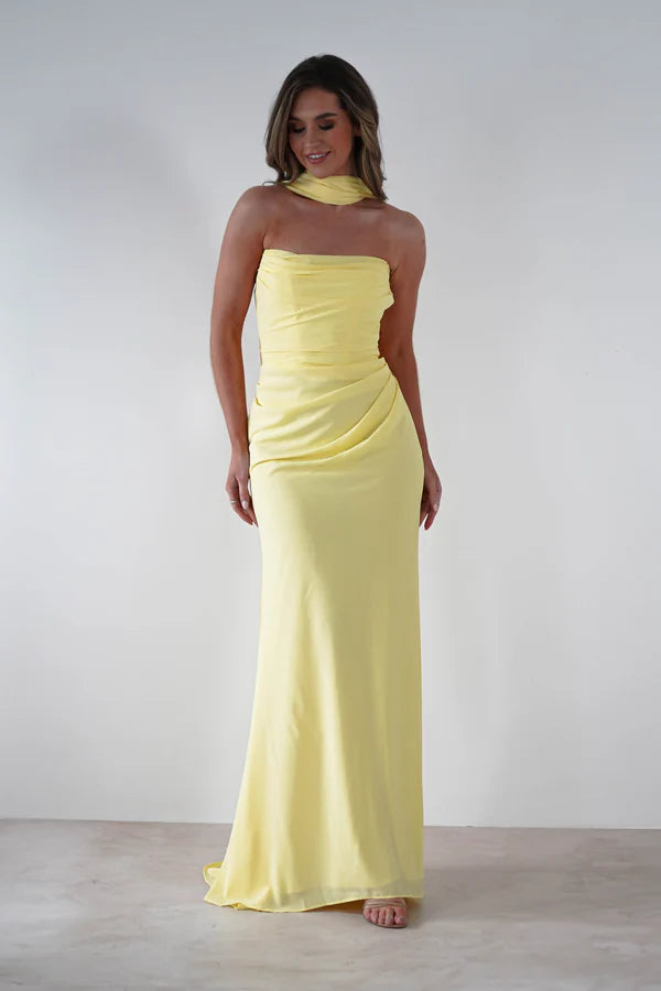 Strapless sleeveless neck tied dress