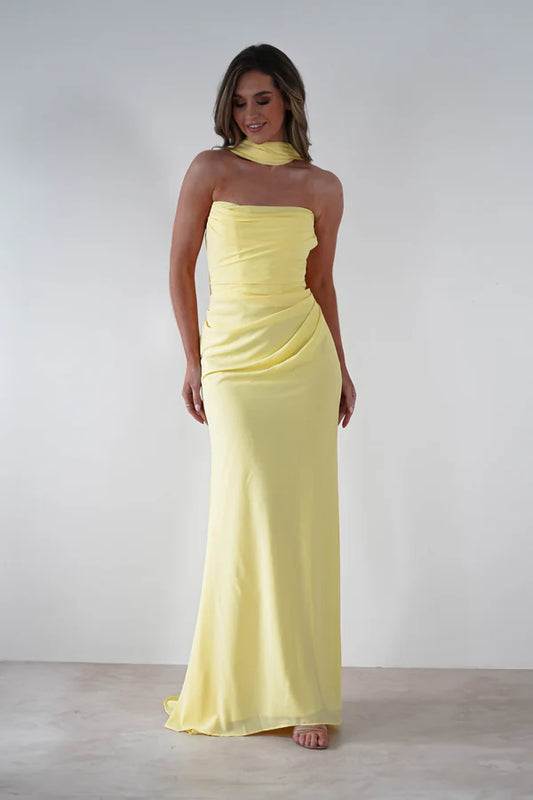 Strapless sleeveless neck tied dress