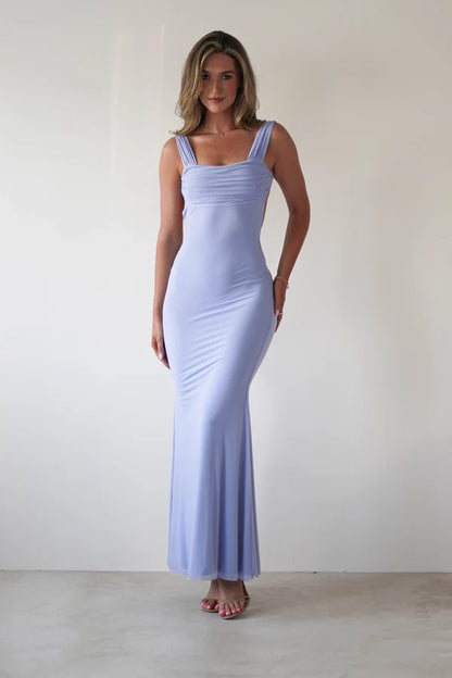 Square collar backless waist bag hip skirt long skirt formal dress