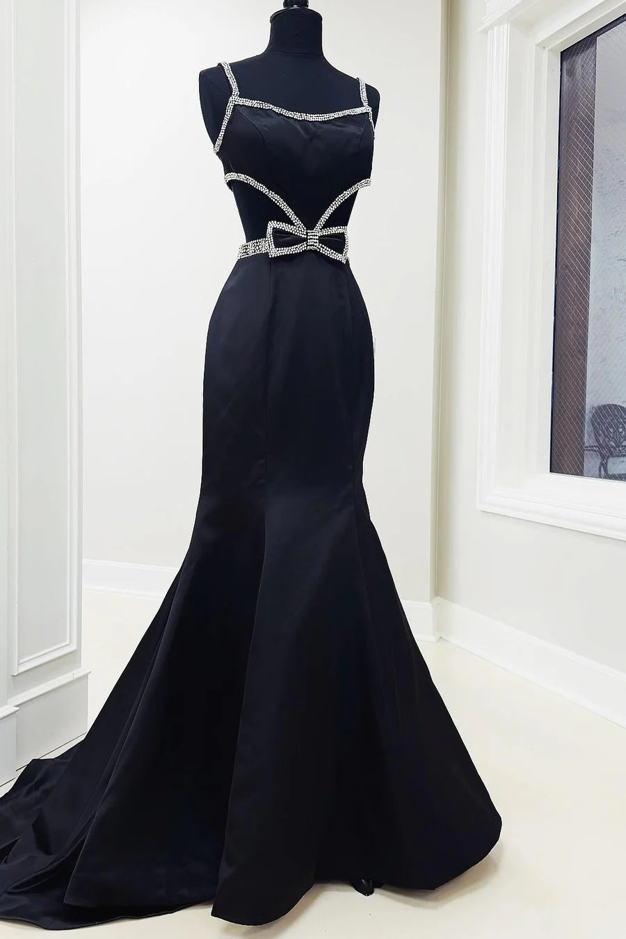 Mermaid Strap Bow Round Bead Long Ball Ball Dress