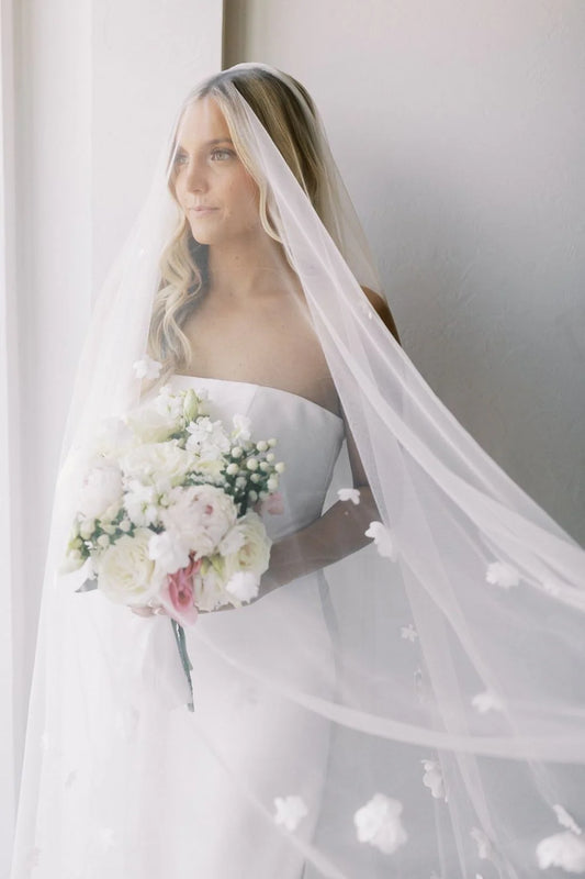 Simple Mermaid Strapless White Long Wedding Dress with Sweep Train