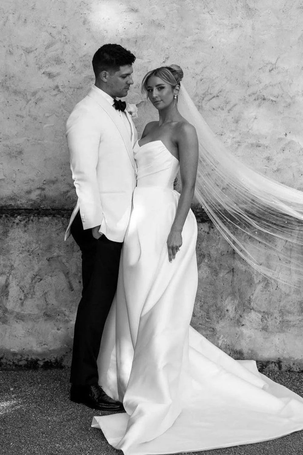 Simple A Line Sweetheart White Long Wedding Dress with Split Front