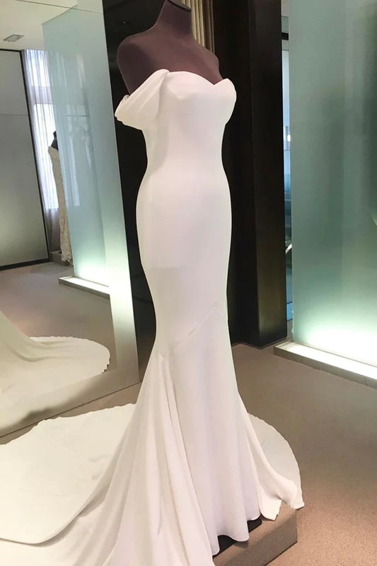 Strapless minimalist mermaid long beach wedding dress