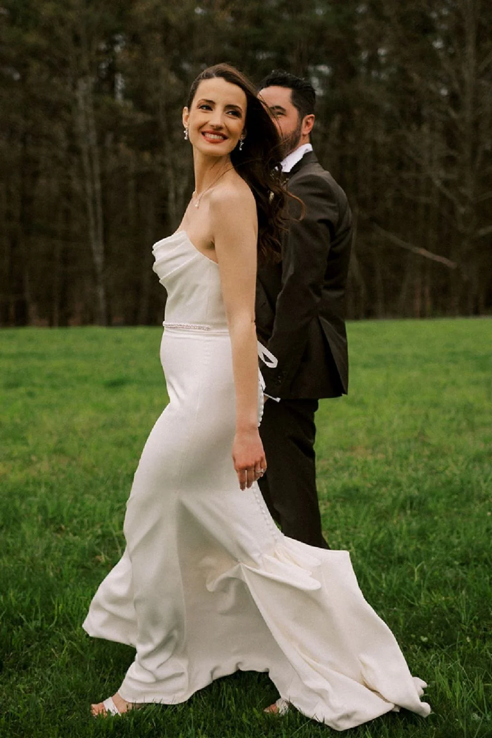 Mermaid Strapless White Long Bridal Dress with Ruched