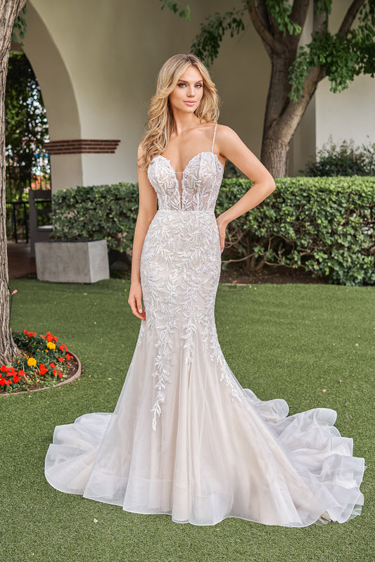 Thin shoulder strap off shoulder mermaid and floor length skirt