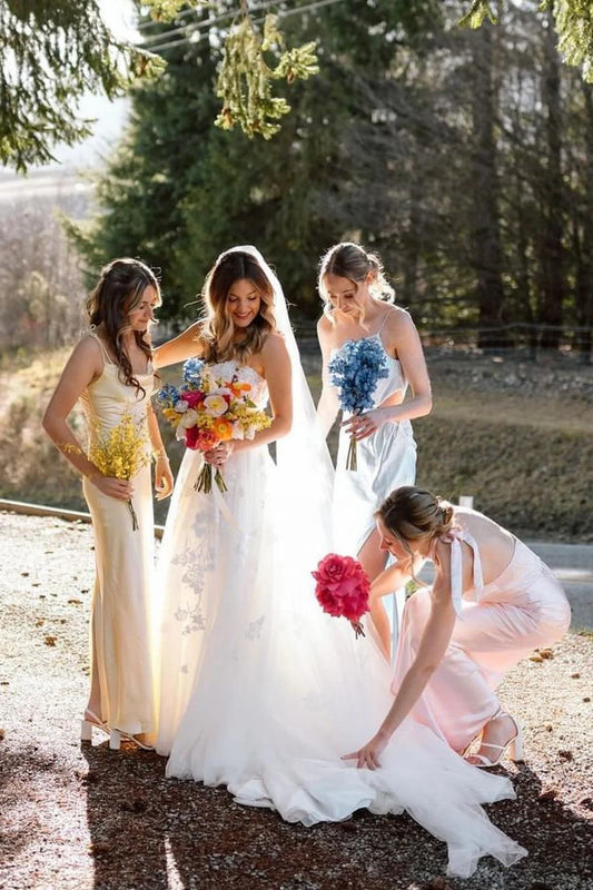 Gorgeous A Line Sweetheart White Tulle Wedding Dress with Appliques