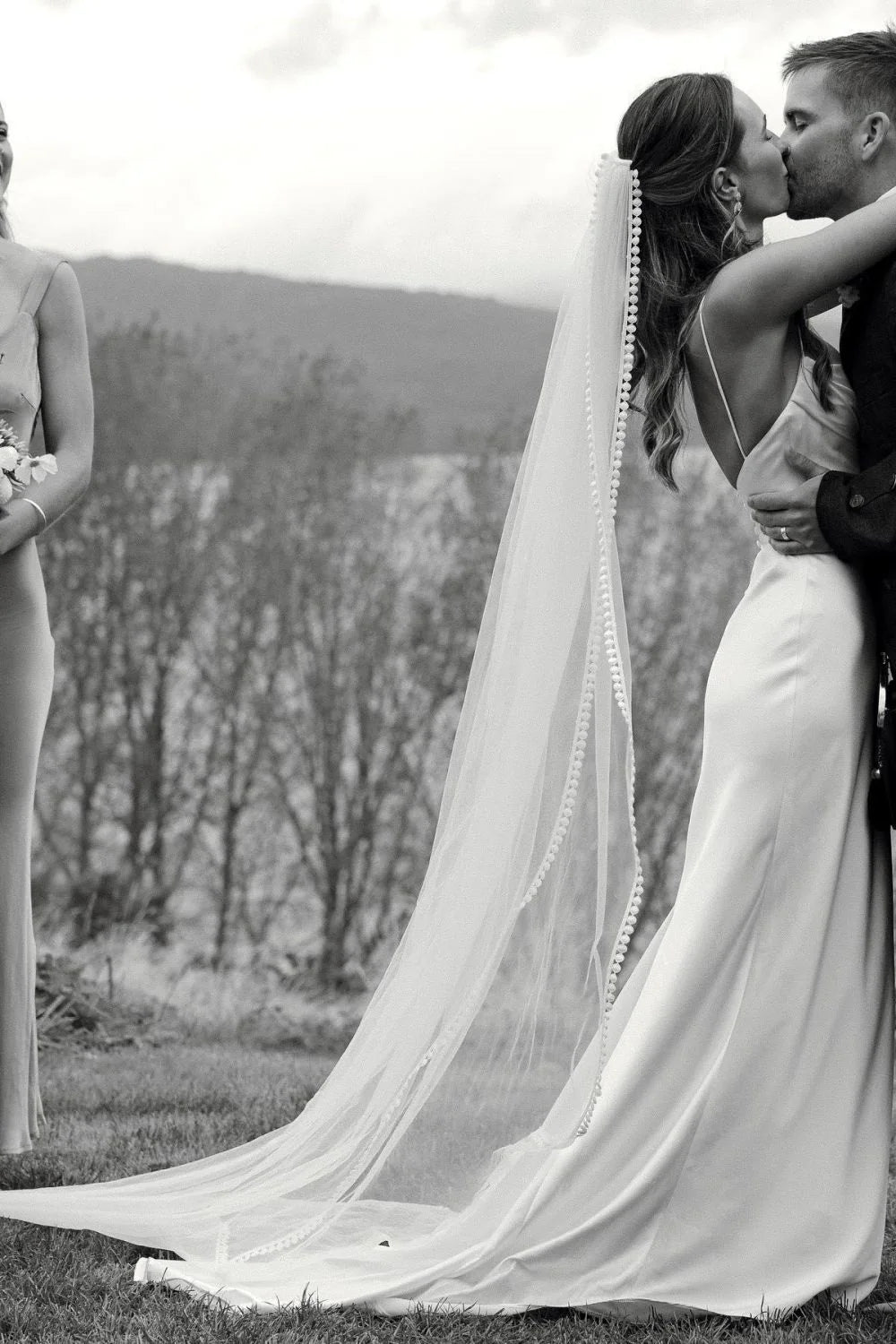 Simple Mermaid Spaghetti Straps White Satin Long Bridal Dress with Sweep Train